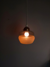 Jaren 50 glazen hanglamp groen met goud