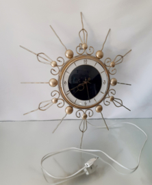 Orfac Sunburst wandklok | MCM klok | Jaren 60 klok zon, maan, ster | Midcentury modern klok