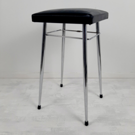 Vintage jaren 70 kruk zwart skai met chroom