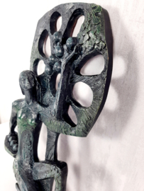 70s kunstwerk, Kunsthars, jaren 70, vintage kunst, wandsculptuur