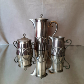 Art Deco Koffiestel, koffieset, Art Deco design, jaren 30 patroon