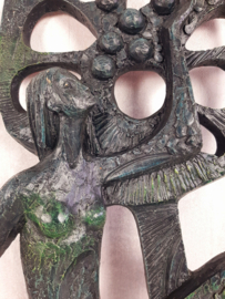 70s kunstwerk, Kunsthars, jaren 70, vintage kunst, wandsculptuur