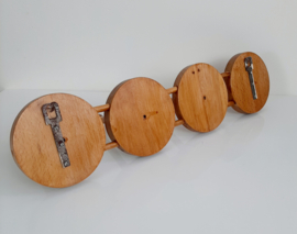 Vintage wandkapstok, jaren 70 kapstok, houten kapstok