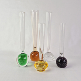 Set van 5 vaasjes bubbels | Gekleurde glazen bolvazen | Rozenvaas