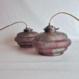 Art Deco glazen hanglampen set van 2