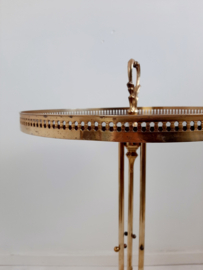 Vintage messing koperen bijzettafel | Jaren 60 tafeltje | Hoge bijzettafel met formica