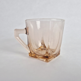 Set van 4 roze glazen mokken | Depression Glass