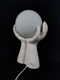 Vintage keramische tafellamp handen, jaren 80 schemerlamp