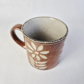 Vintage Jaren 70 mok met bloem