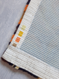 Vintage jaren 70 geknoopt kleed | Wandkleed | Badmat | Oranje-bruine mat