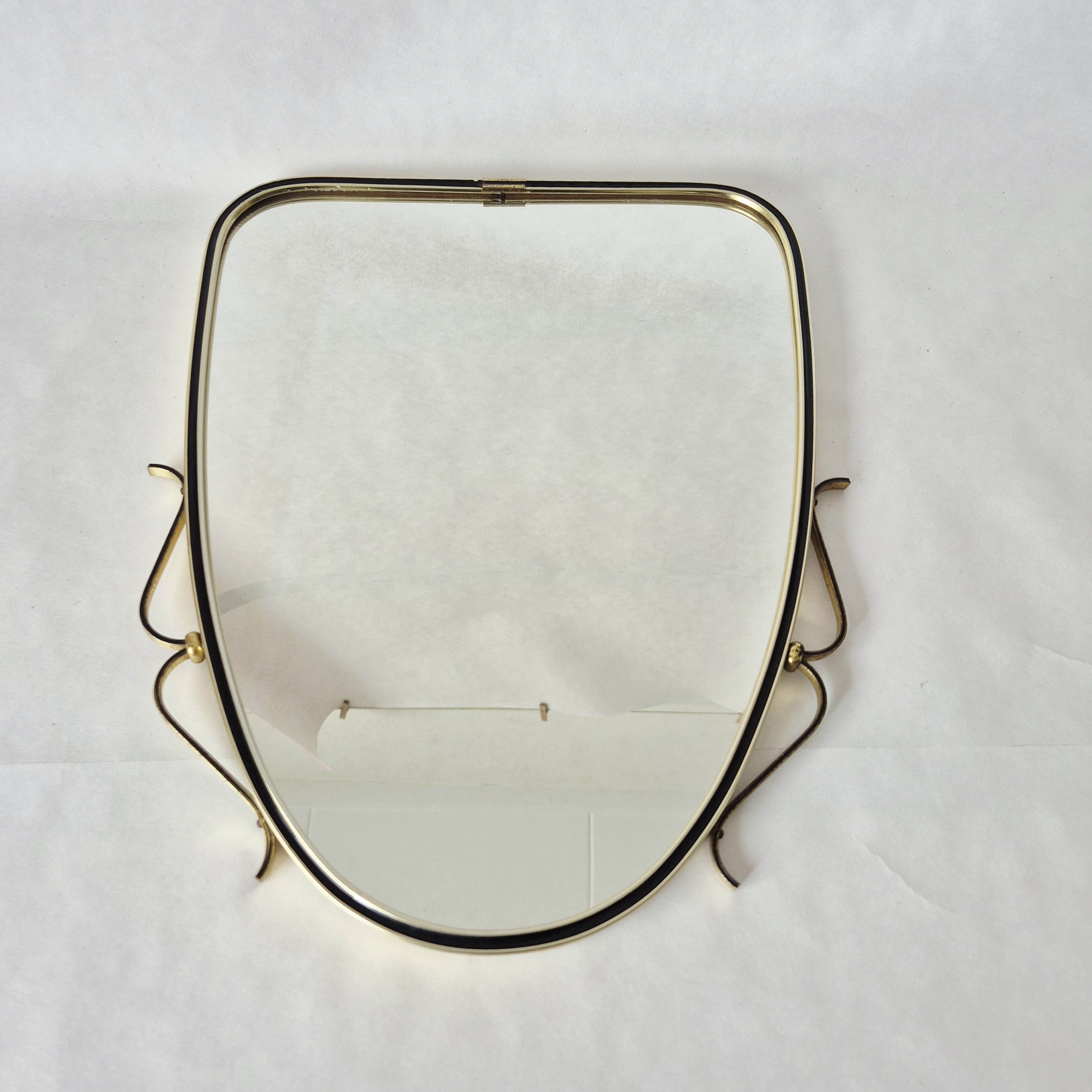Jaren 60 messing spiegel | Vintage MCM wandspiegel | Mid-century modern spiegel