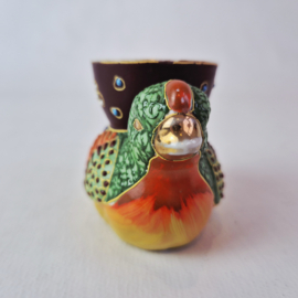 Vintage Japanse Satsuma eierdop met moriage-decoratie