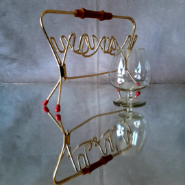 Vintage set borrelglaasjes in rekje, serveerset