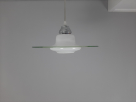 Jaren 70 glazen hanglamp, UFO, vintage hanglamp, Space Age