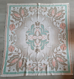 Vintage jaren 60 deken, wollen deken in pastelkleuren
