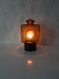Jaren 70 bruin glazen plafondlamp | Vintage plafonniere Scandinavische lamp