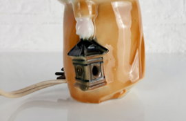 Jaren 50 parfum lampje, dame met lantaarn lampje, parfumlampje