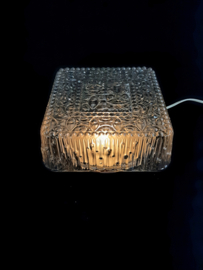 Grote jaren 60 glazen plafondlamp, vierkante, vintage plafonniere