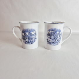 Vintage kerstmokken van ARKO in wit met blauw