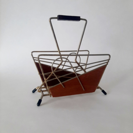 Vintage MCM servettenhouder | Chroom met hout