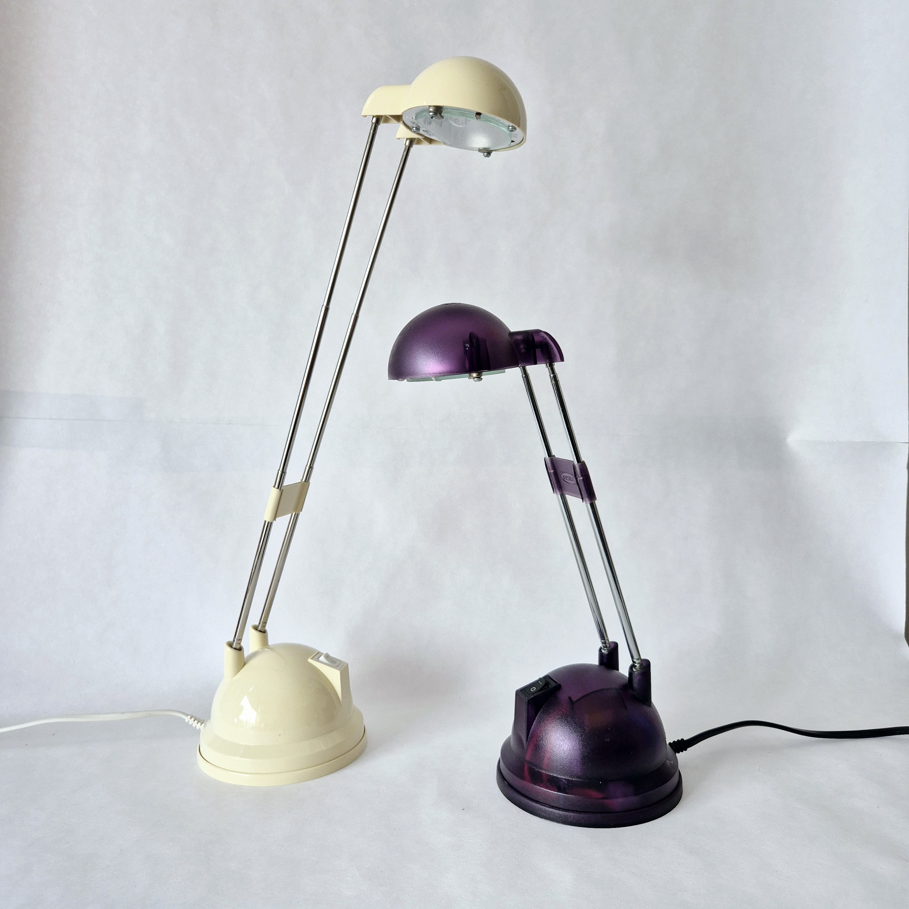 IKEA Espressivo Clear telescopische Bureaulamp | Retro 1990s Space Age Y2K Lighting | Wit of paars transparant