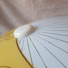 Plafondlamp Jaren 60 | Grote glazen plafondlamp met bloemdecor | Vintage lamp | Midcentury Modern lamp
