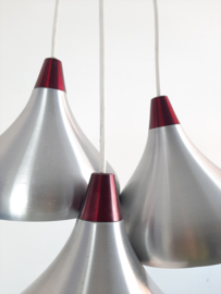 Set van 3 vintage aluminium hanglampen, 60s design
