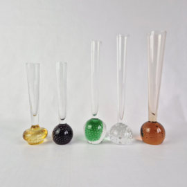 Set van 5 vaasjes bubbels | Gekleurde glazen bolvazen | Rozenvaas