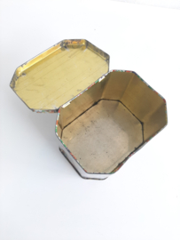 Vintage blikken trommel, ontworpen door Daher, Long Island N.Y.