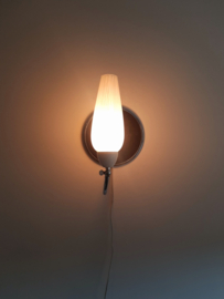 Jaren 50 wandlamp, chroom met zwart, vintage lampje