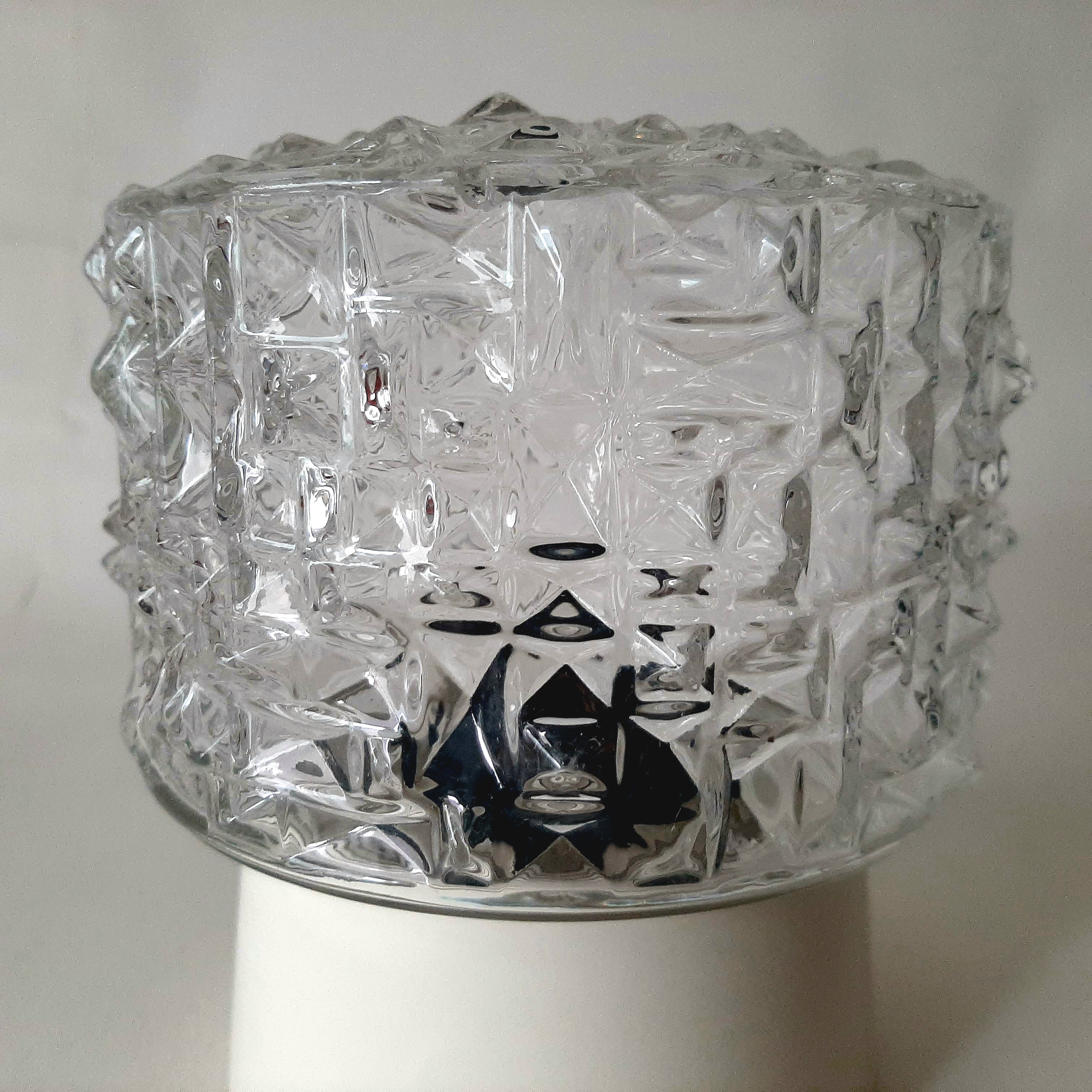 Vintage plafonniere | Jaren 60 plafondlamp | Schroefbol 'Kristal' bakeliet