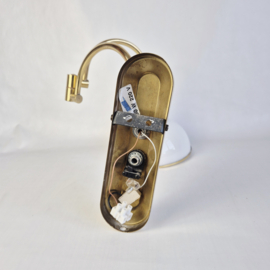 Vintage Kemner Wandlamp Messing & Wit Glas