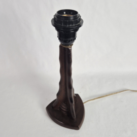 Vintage houten Tafellamp | Oorsari lamp uit de jaren 70