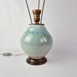 MCM tafellamp | Vintage keramische lamp met druipglazuur
