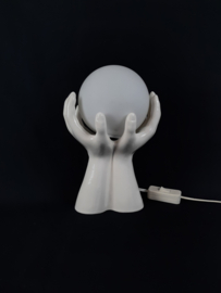 Vintage keramische tafellamp handen, jaren 80 schemerlamp