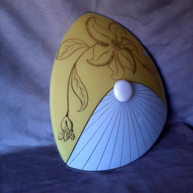 Plafondlamp Jaren 60 | Grote glazen plafondlamp met bloemdecor | Vintage lamp | Midcentury Modern lamp