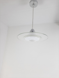 Jaren 70 glazen hanglamp, UFO, vintage hanglamp, Space Age