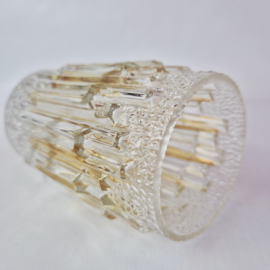 Vintage glazen lampenkap van helder glas met amber