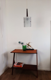 Vintage jaren 70 hanglamp, glas met hout