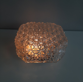 Jaren 60 glazen plafondlamp | Achthoekige, vintage plafonniere
