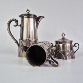 Art Deco Koffiestel, koffieset, Art Deco design, jaren 30 patroon
