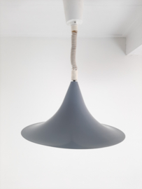 Vintage jaren 70 hanglamp heksenhoed grijs