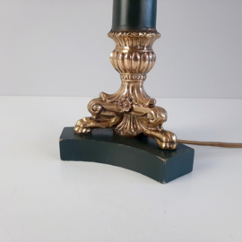 Vintage klassieke tafellamp | Antieke lamp | French empire lamp | Messing met hout
