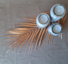 Set van 3 vintage marmeren waxinelichthouders | Theelichtjes