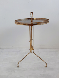 Vintage messing koperen bijzettafel | Jaren 60 tafeltje | Hoge bijzettafel met formica