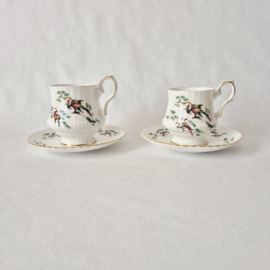 Set van 2 vintage Royal Windsor koffie kopjes | Dames en heren kop en schotel