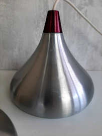 Set van 3 vintage aluminium hanglampen, 60s design