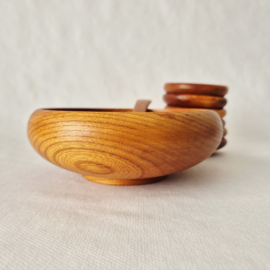 Houten pindaset uit de jaren 50 | 8 delige serveerset