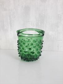 Vintage vaas Murano Empoli glas, groen, glazen vaas uit de jaren 60, Hobnail