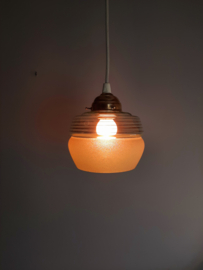 Jaren 50 glazen hanglamp groen met goud